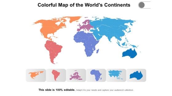 Colorful Map Of The Worlds Continents Ppt PowerPoint Presentation Gallery Master Slide PDF