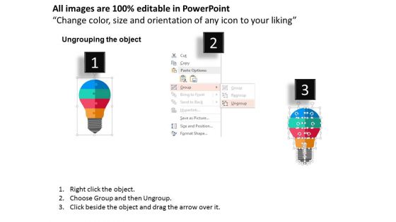 Colorful Puzzle Bulb Diagram With Icons Powerpoint Template