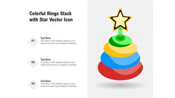 Colorful Rings Stack With Star Vector Icon Ppt PowerPoint Presentation Gallery Elements PDF