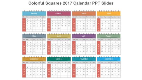 Colorful Squares 2017 Calendar Ppt Slides