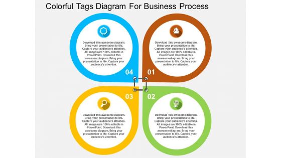 Colorful Tags Diagram For Business Process Powerpoint Templates