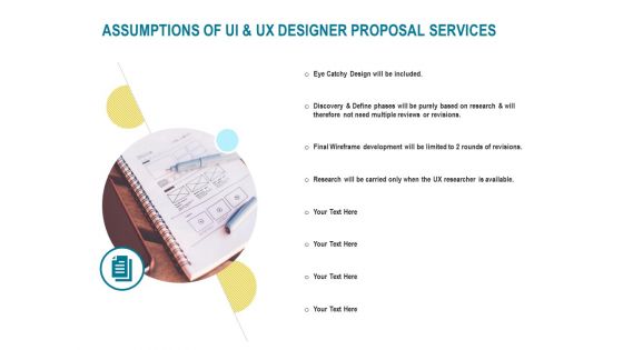 Command Line Interface Assumptions Of UI And UX Designer Proposal Services Ppt Inspiration Smartart PDF