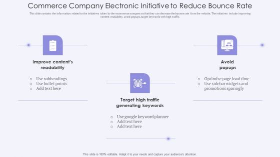 Commerce Company Electronic Initiative To Reduce Bounce Rate Demonstration PDF