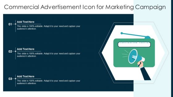 Commercial Advertisement Icon For Marketing Campaign Ppt Layouts Graphics PDF