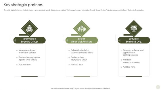 Commercial Bank Financial Services Company Profile Key Strategic Partners Template PDF