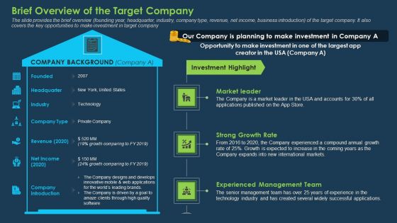 Commercial Banking Template Collection Brief Overview Of The Target Company Clipart PDF