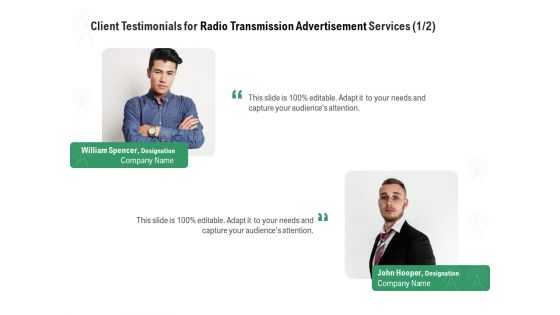 Commercial Broadcasting Client Testimonials For Radio Transmission Advertisement Services Themes PDF