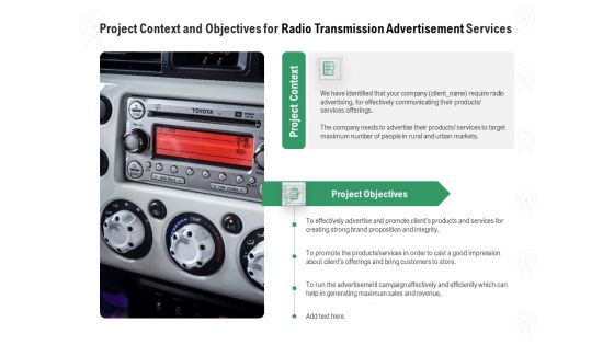 Commercial Broadcasting Project Context And Objectives For Radio Transmission Advertisement Services Inspiration PDF