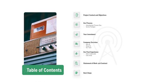 Commercial Broadcasting Table Of Contents Diagrams PDF