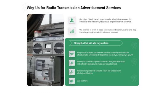 Commercial Broadcasting Why Us For Radio Transmission Advertisement Services Elements PDF