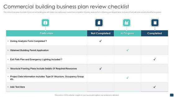 Commercial Building Business Plan Review Checklist Background PDF