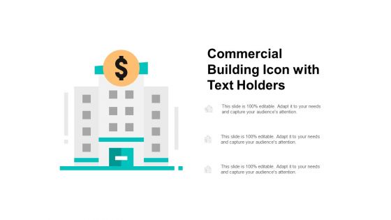Commercial Building Icon With Text Holders Ppt PowerPoint Presentation Outline Gridlines