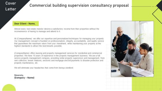 Commercial Building Supervision Consultancy Proposal Ppt PowerPoint Presentation Complete Deck With Slides
