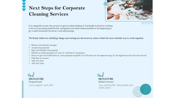 Commercial Cleaning Services Next Steps For Corporate Cleaning Services Microsoft PDF