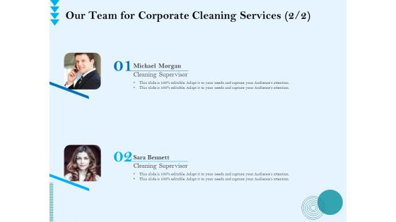 Commercial Cleaning Services Our Team For Corporate Cleaning Services Audience Slides PDF