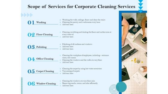 Commercial Cleaning Services Scope Of Services For Corporate Cleaning Services Slides PDF