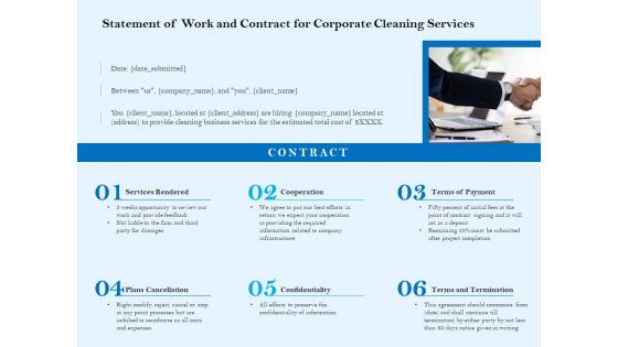 Commercial Cleaning Services Statement Of Work And Contract For Corporate Cleaning Services Sample PDF