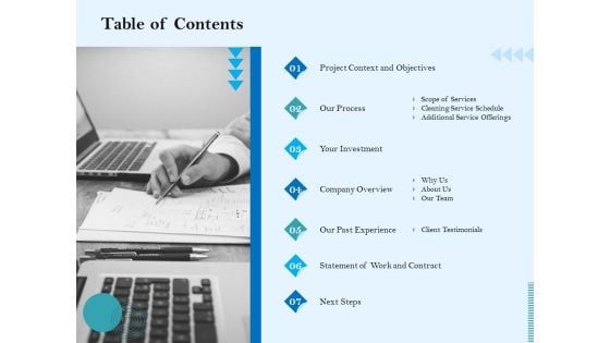 Commercial Cleaning Services Table Of Contents Brochure PDF Commercial Cleaning Services Table Of Contents Brochure PDF