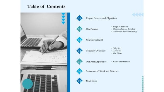 Commercial Cleaning Services Table Of Contents Brochure PDF