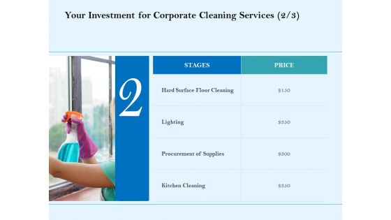 Commercial Cleaning Services Your Investment For Corporate Cleaning Services Summary PDF