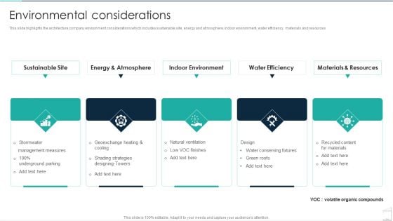 Commercial Construction And Architecture Firm Environmental Considerations Brochure PDF