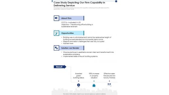 Commercial Property Case Study Depicting Our Firm Capability One Pager Sample Example Document Commercial Property Case Study Depicting Our Firm Capability One Pager Sample Example Document