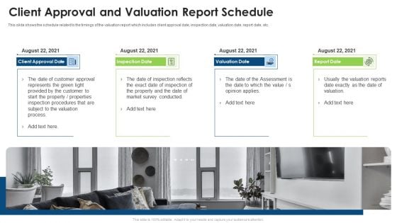 Commercial Property Evaluation Techniques Client Approval And Valuation Report Schedule Diagrams PDF