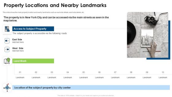 Commercial Property Evaluation Techniques Property Locations And Nearby Landmarks Graphics PDF