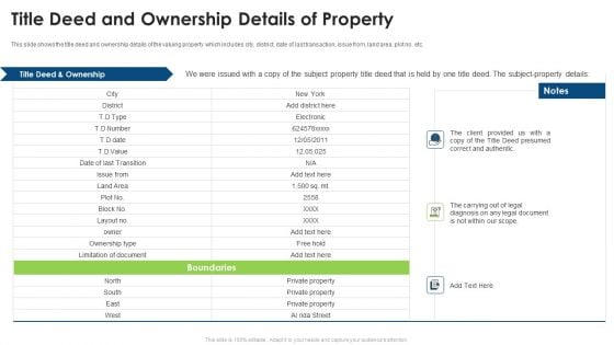 Commercial Property Evaluation Techniques Title Deed And Ownership Details Of Property Clipart PDF