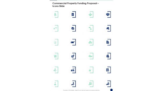 Commercial Property Funding Proposal Icons Slide One Pager Sample Example Document