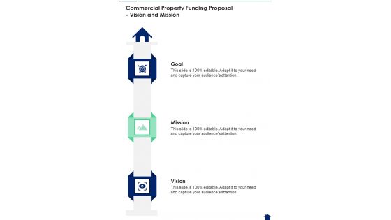 Commercial Property Funding Proposal Vision And Mission One Pager Sample Example Document