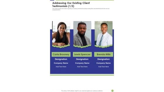 Commercial Real Estate Commission Services Addressing Our Existing Client One Pager Sample Example Document Commercial Real Estate Commission Services Addressing Our Existing Client One Pager Sample Example Document