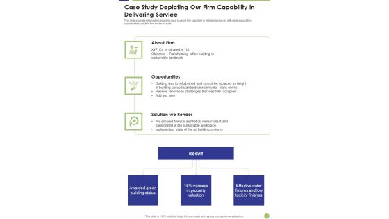 Commercial Real Estate Commission Services Case Study One Pager Sample Example Document