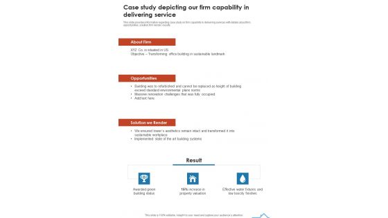 Commercial Real Estate Property Development Case Study Depicting Our Firm One Pager Sample Example Document