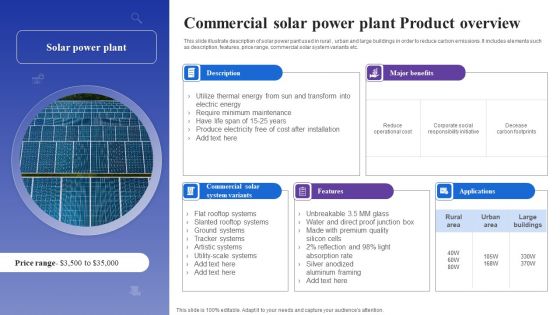 Commercial Solar Power Plant Product Overview Summary PDF