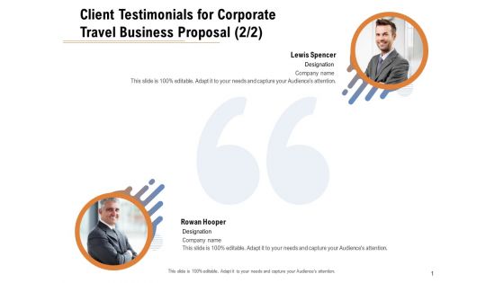 Commercial Travel And Leisure Commerce Client Testimonials For Corporate Travel Business Proposal Management Rules PDF