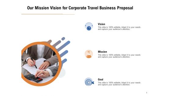 Commercial Travel And Leisure Commerce Our Mission Vision For Corporate Travel Business Proposal Inspiration PDF