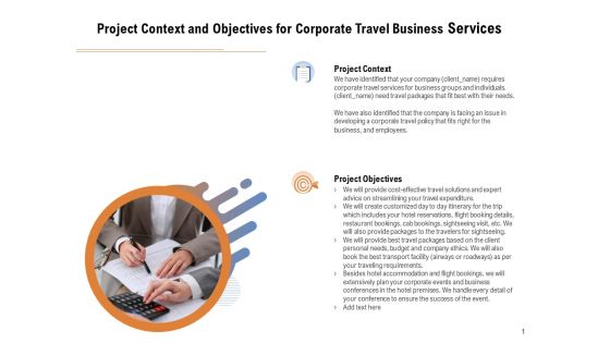 Commercial Travel And Leisure Commerce Project Context And Objectives For Corporate Travel Business Services Demonstration PDF Commercial Travel And Leisure Commerce Project Context And Objectives For Corporate Travel Business Services Demonstration PDF