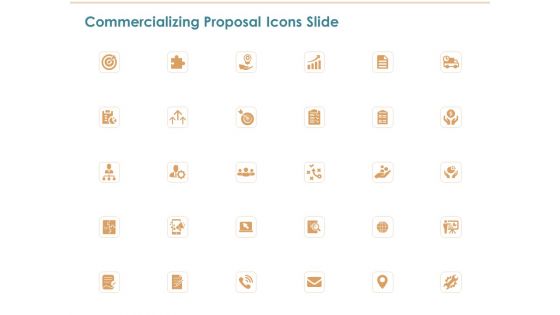 Commercializing Proposal Icons Slide Ppt Infographics Template PDF