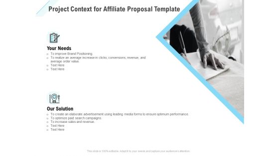 Commission Based Marketing Project Context For Affiliate Proposal Ppt Pictures Design Ideas PDF