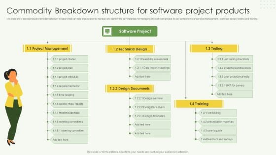 Commodity Breakdown Structure For Software Project Products Ppt Inspiration Shapes PDF