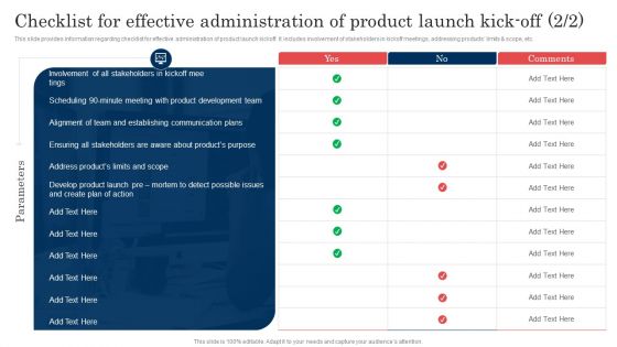 Commodity Launch Administration Playbook Checklist For Effective Administration Of Product Slides PDF