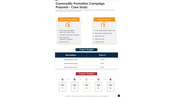 Commodity Promotion Campaign Proposal Case Study One Pager Sample Example Document Commodity Promotion Campaign Proposal Case Study One Pager Sample Example Document