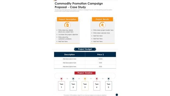 Commodity Promotion Campaign Proposal Case Study One Pager Sample Example Document