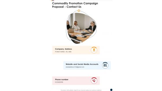 Commodity Promotion Campaign Proposal Contact Us One Pager Sample Example Document Commodity Promotion Campaign Proposal Contact Us One Pager Sample Example Document