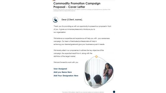 Commodity Promotion Campaign Proposal Cover Letter One Pager Sample Example Document Commodity Promotion Campaign Proposal Cover Letter One Pager Sample Example Document