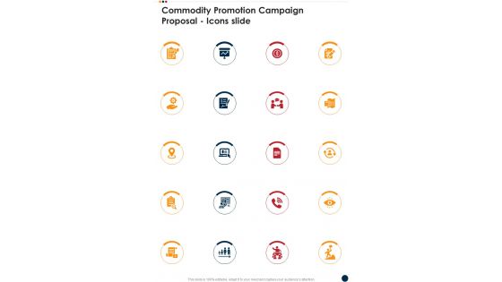 Commodity Promotion Campaign Proposal Icons Slide One Pager Sample Example Document
