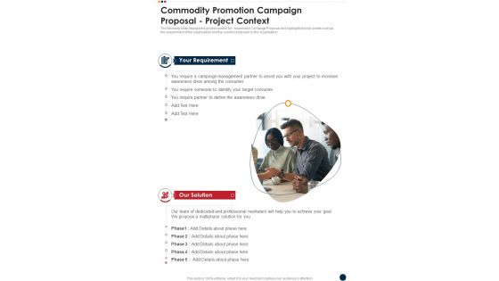 Commodity Promotion Campaign Proposal Project Context One Pager Sample Example Document Commodity Promotion Campaign Proposal Project Context One Pager Sample Example Document