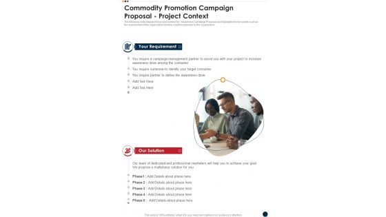 Commodity Promotion Campaign Proposal Project Context One Pager Sample Example Document