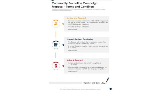 Commodity Promotion Campaign Proposal Terms And Condition One Pager Sample Example Document